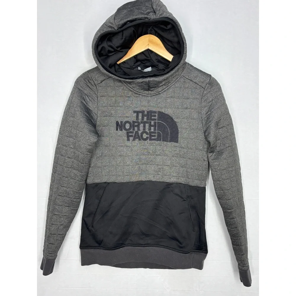 The North Face Half Dome Quilted Pullover Hoodie Womens Gray Lined Pockets Small